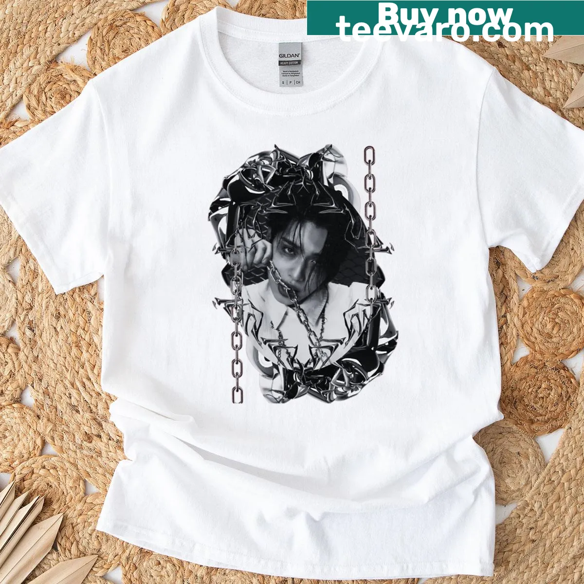 Fun graphic T-shirt featuring Gaon from Xdinary Heroes — on a men's t-shirt