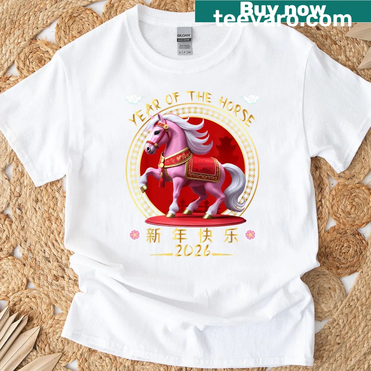 Kids t-shirt celebrating Year of the Horse for Lunar New Year 2026. — on a men's t-shirt