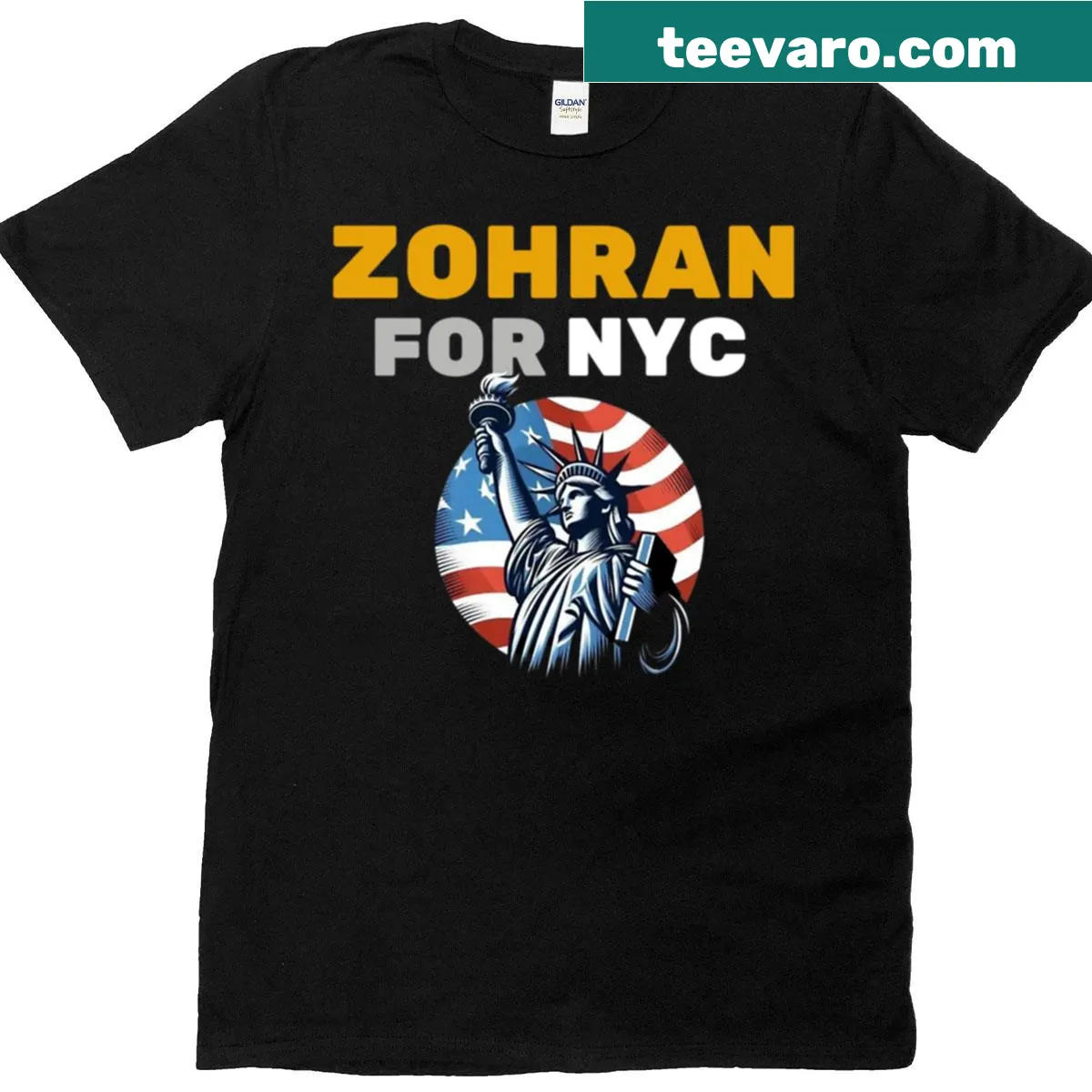 Oversized t-shirt with 'Zohran For NYC Liberty And Progress' graphic — on a men's t-shirt
