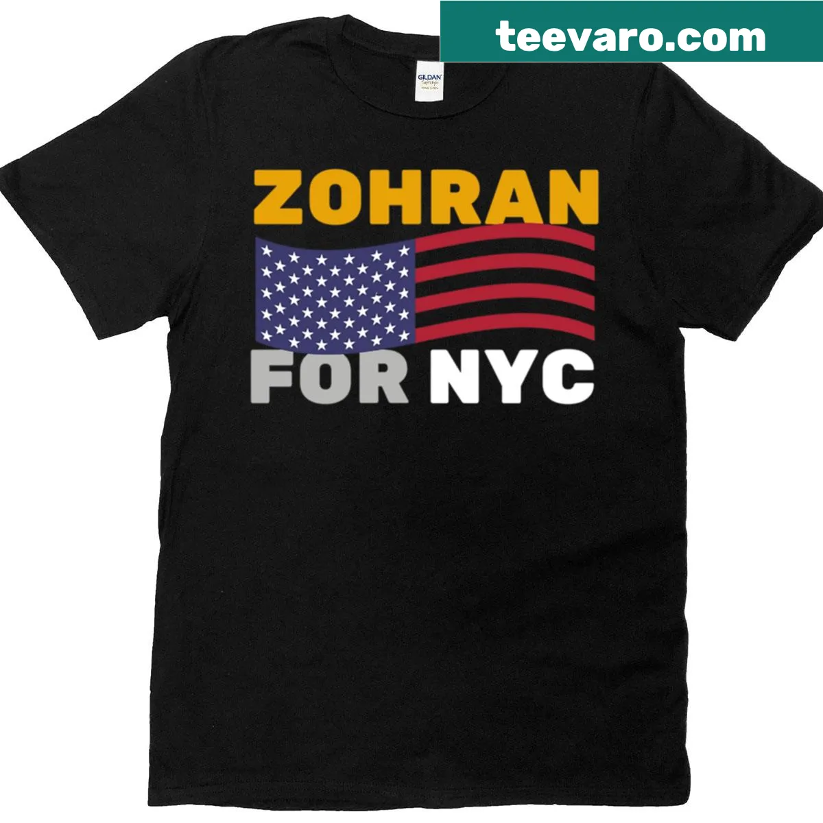 T-shirt featuring a bold design with Zohran's name and NYC theme — on a men's t-shirt