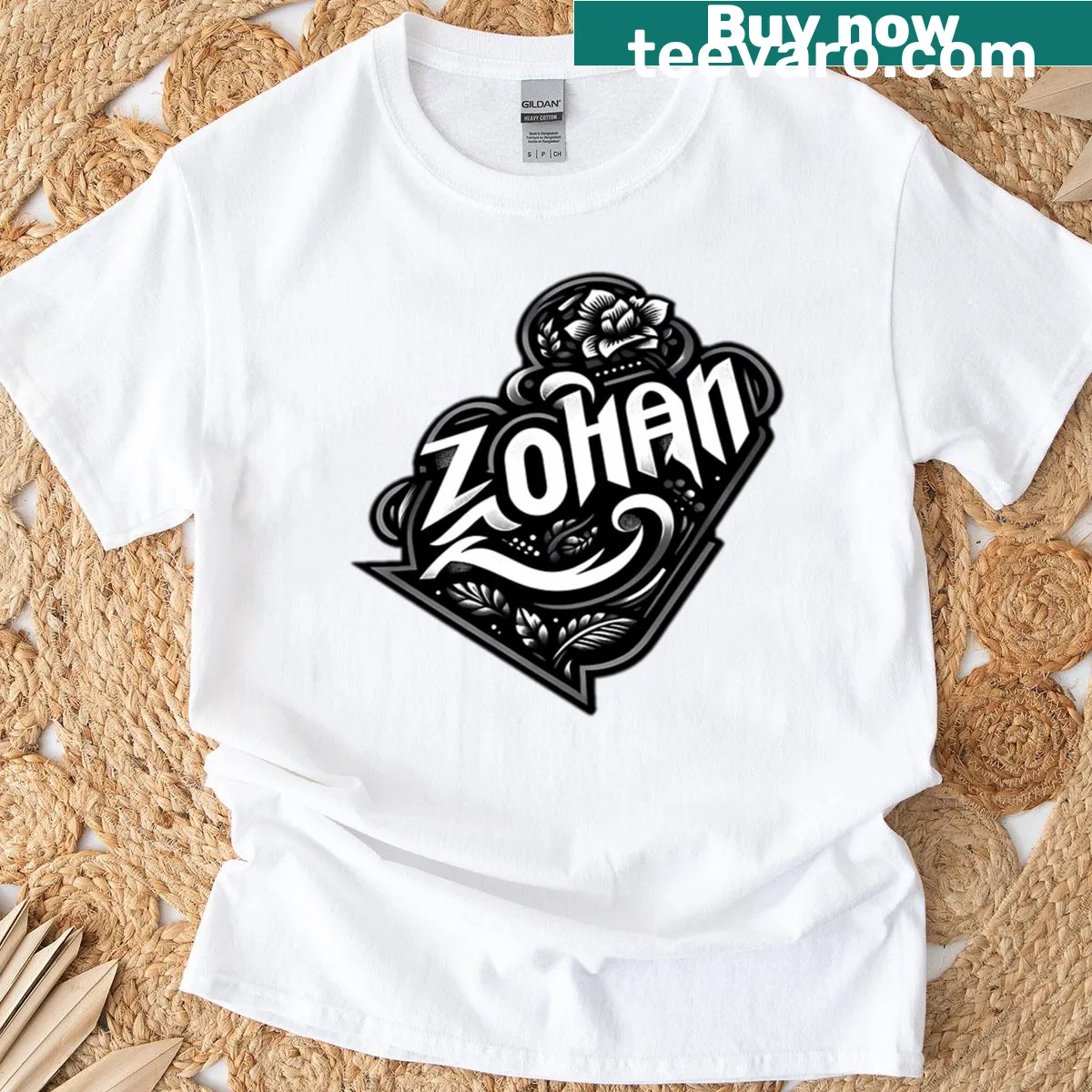T-shirt with round design supporting Zohran for NYC. — on a men's t-shirt