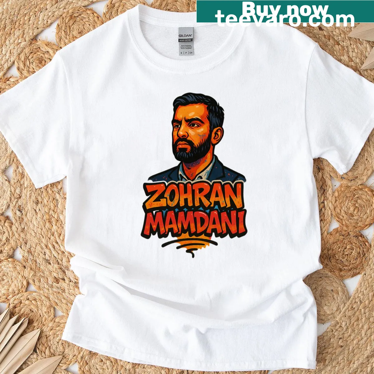 Urban graffiti style shirt promoting Zohran Mamdani's political message — on a men's t-shirt
