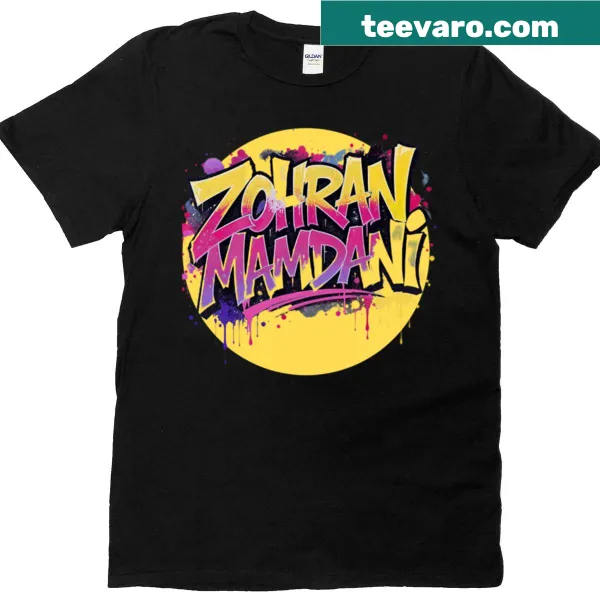 Oversized T-shirt with text 'Zohran Kwame Mamdani'
