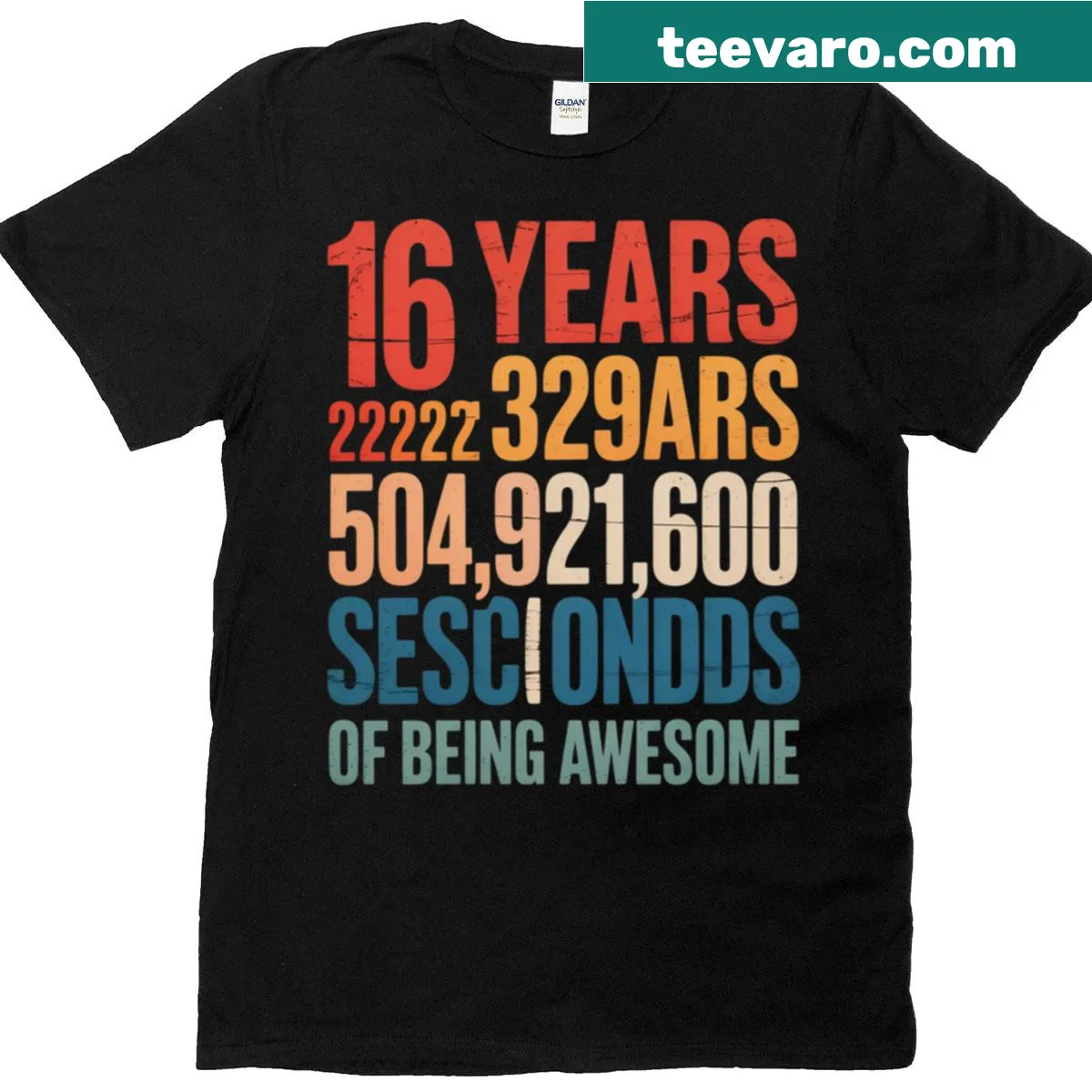 16th birthday T-shirt with the slogan 16 Years Of Being Awesome — on a men's t-shirt