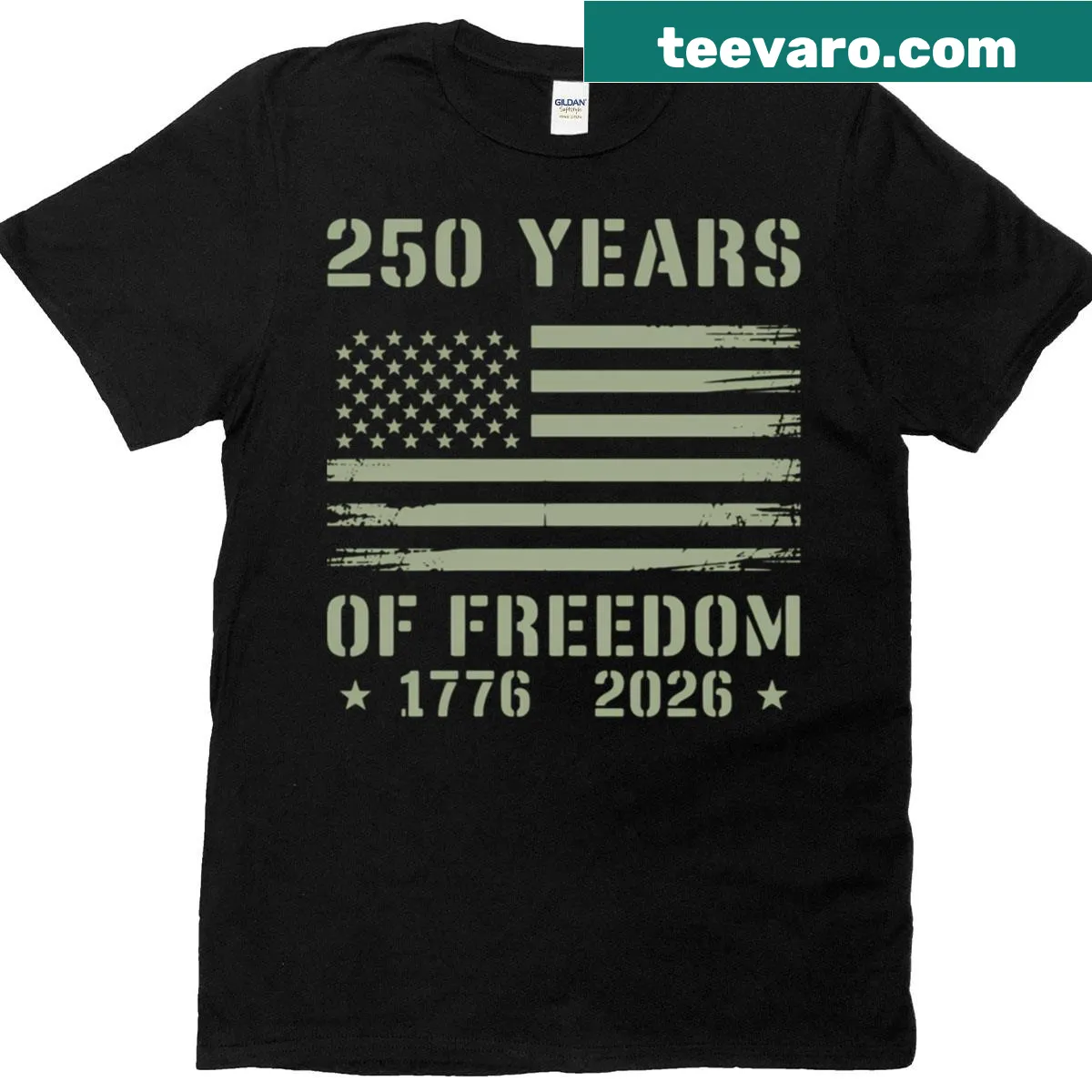 Vintage grunge American flag T-shirt for 250-year anniversary — on a men's t-shirt