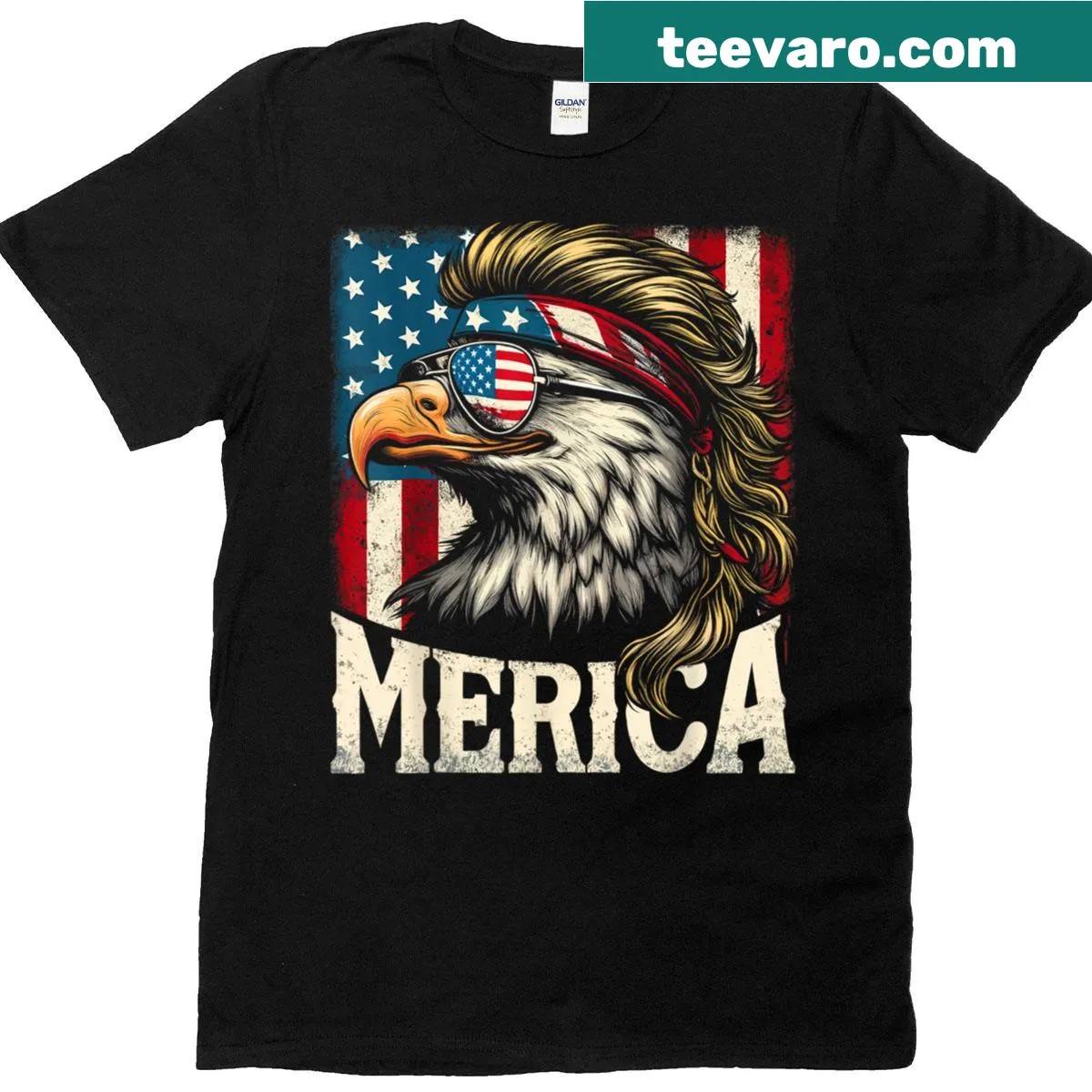 Funny patriotic eagle T-shirt for Fourth of July — on a men's t-shirt