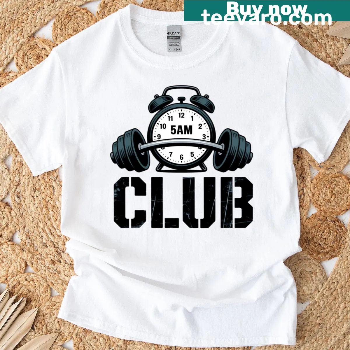 Bold text graphic reading '5am Squad' for workout enthusiasts. — on a men's t-shirt