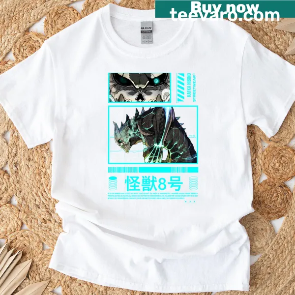 T-shirt featuring eight cartoon monsters in playful poses
