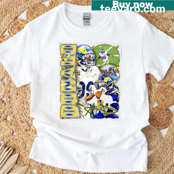 Collage graphic T-shirt of Aaron Donald from the Los Angeles Rams.