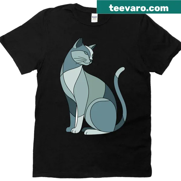 Minimalist cat silhouette T-shirt with abstract design