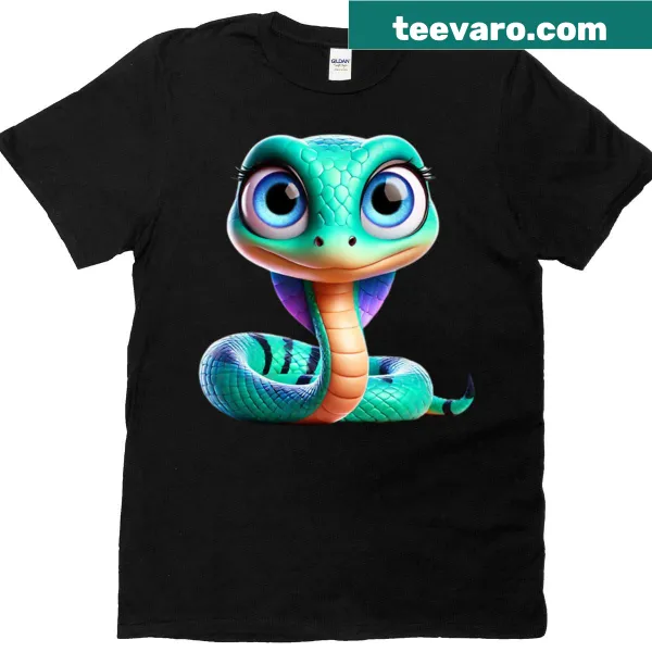 Illustrated adorable Indian cobra on a t-shirt.