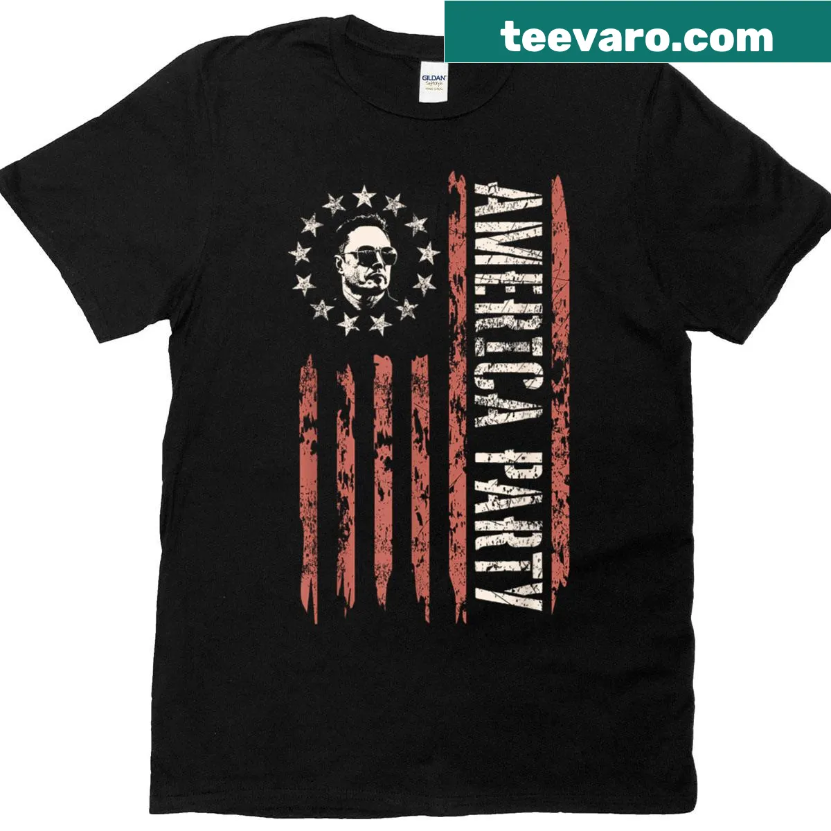 American flag design on a patriotic July 4th t-shirt — on a men's t-shirt