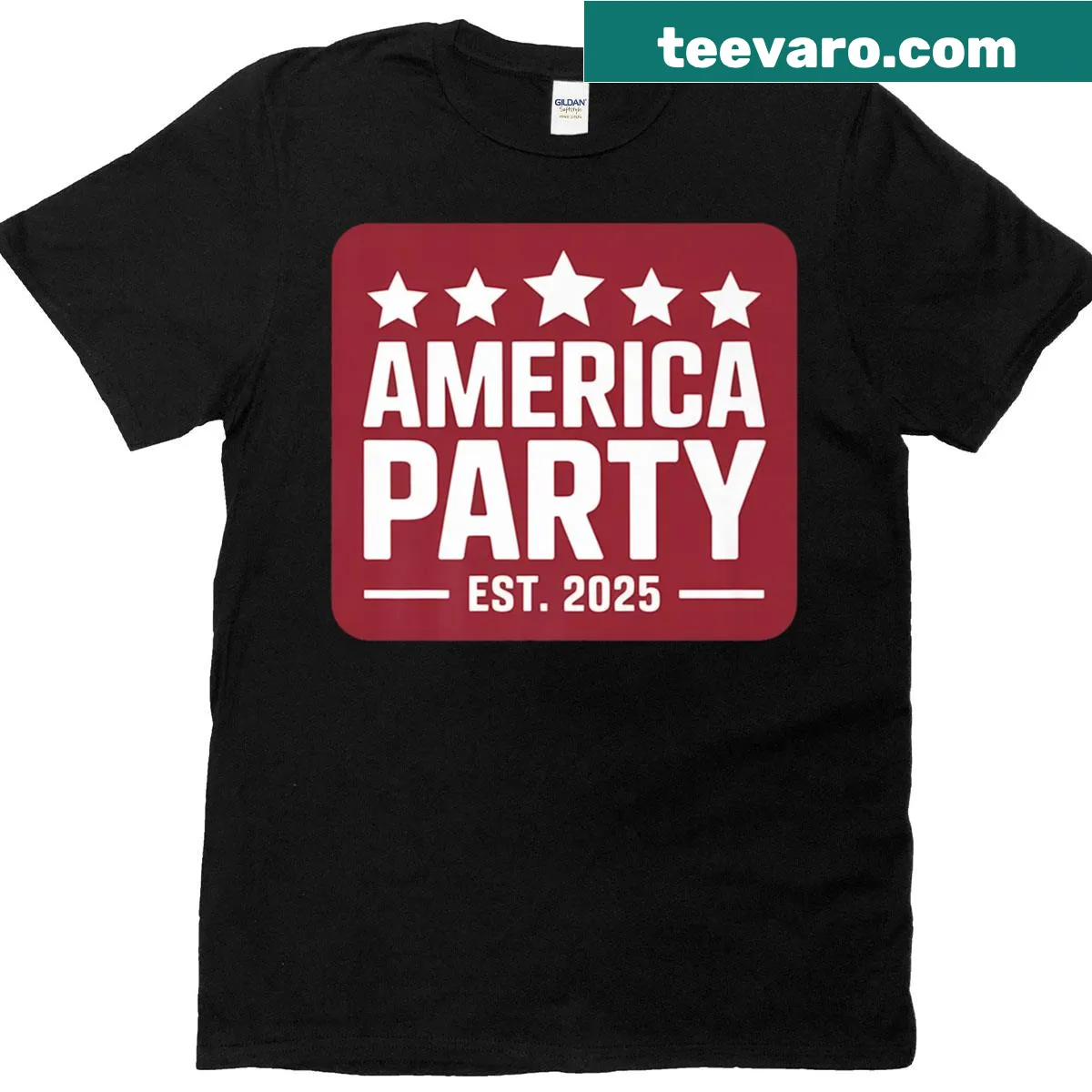 Retro badge T-shirt for America Party supporters — on a men's t-shirt