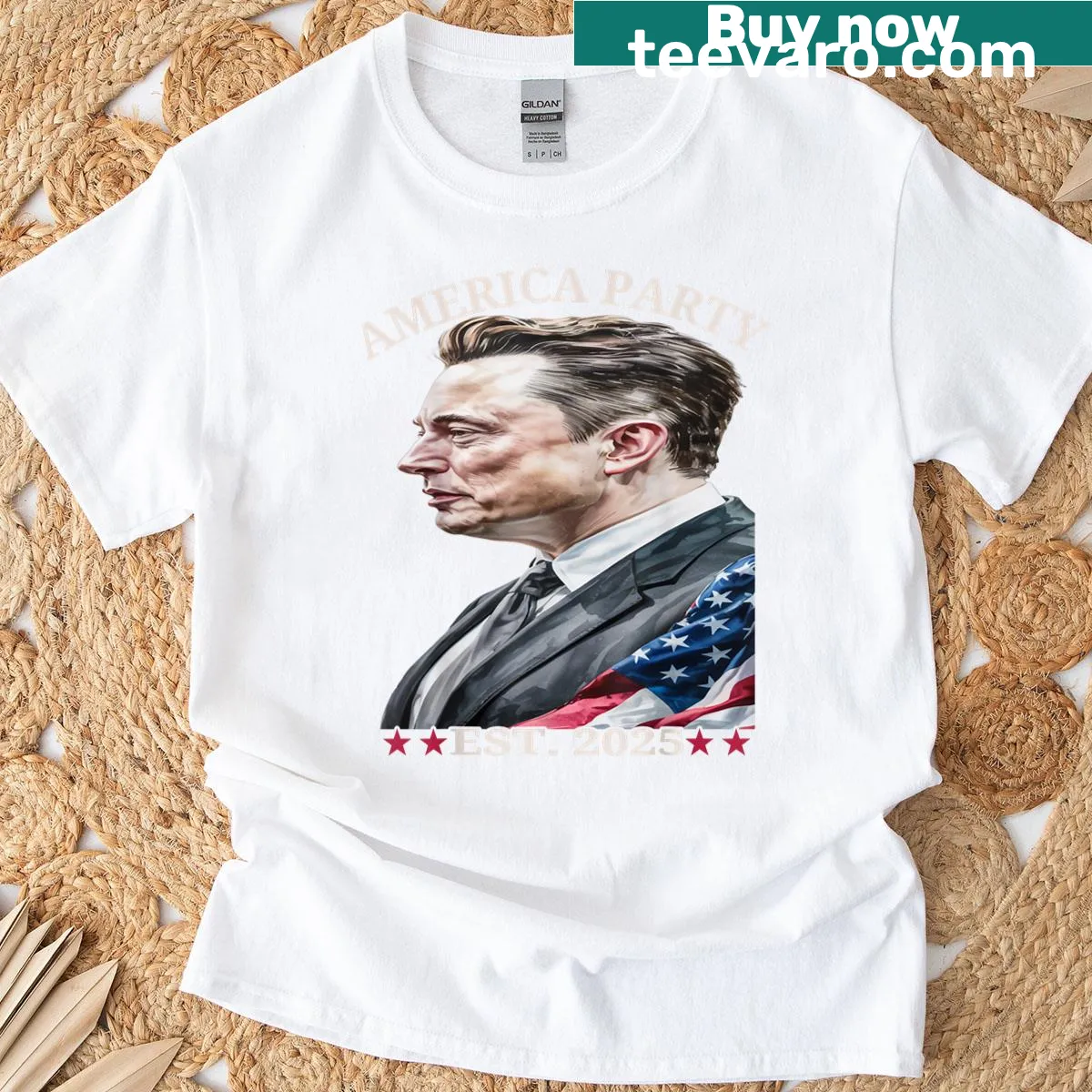 T-shirt proclaiming the America Party established in 2025 — on a men's t-shirt