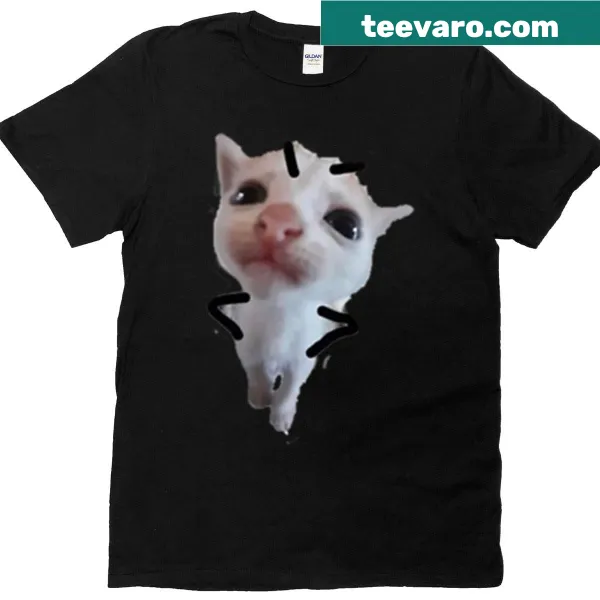 Cartoon angry cat graphic on a T-shirt