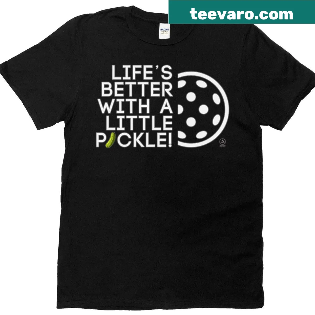 Playful 'Life’s Better With A Little Pickle Ball' text T-shirt — on a men's t-shirt
