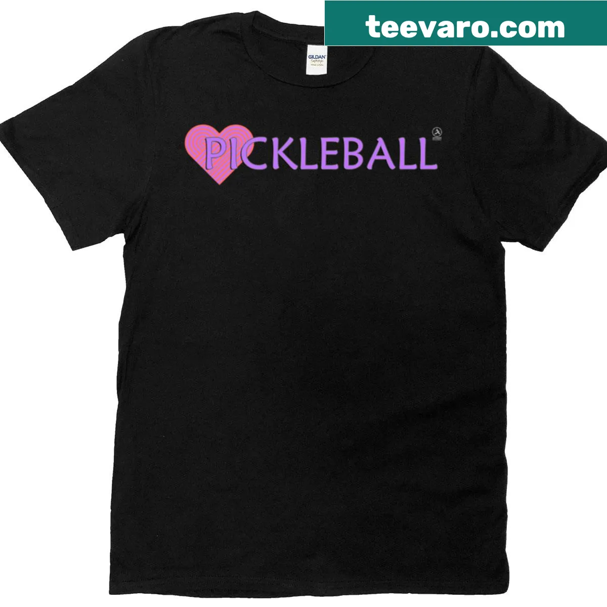 Retro heart graphic celebrating pickleball on T-shirt — on a men's t-shirt