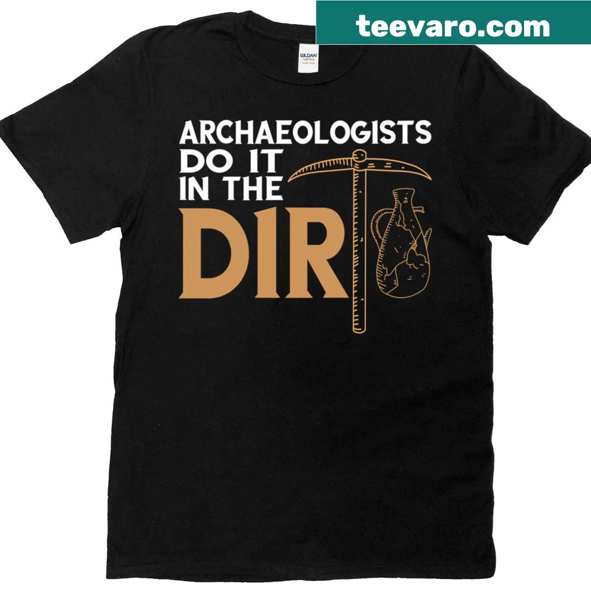Funny Archaeology t-shirt with catchy text about digging in dirt. — on a men's t-shirt