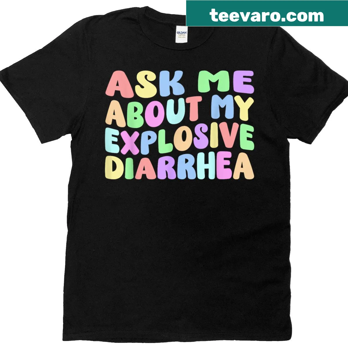 Edgy humor T-shirt about explosive diarrhea — on a men's t-shirt