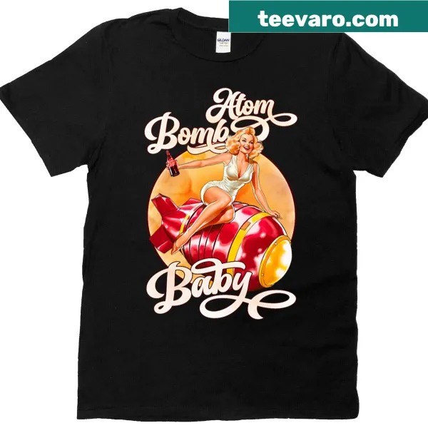 Oversized t-shirt with humorous 'Atom Bomb Baby' text