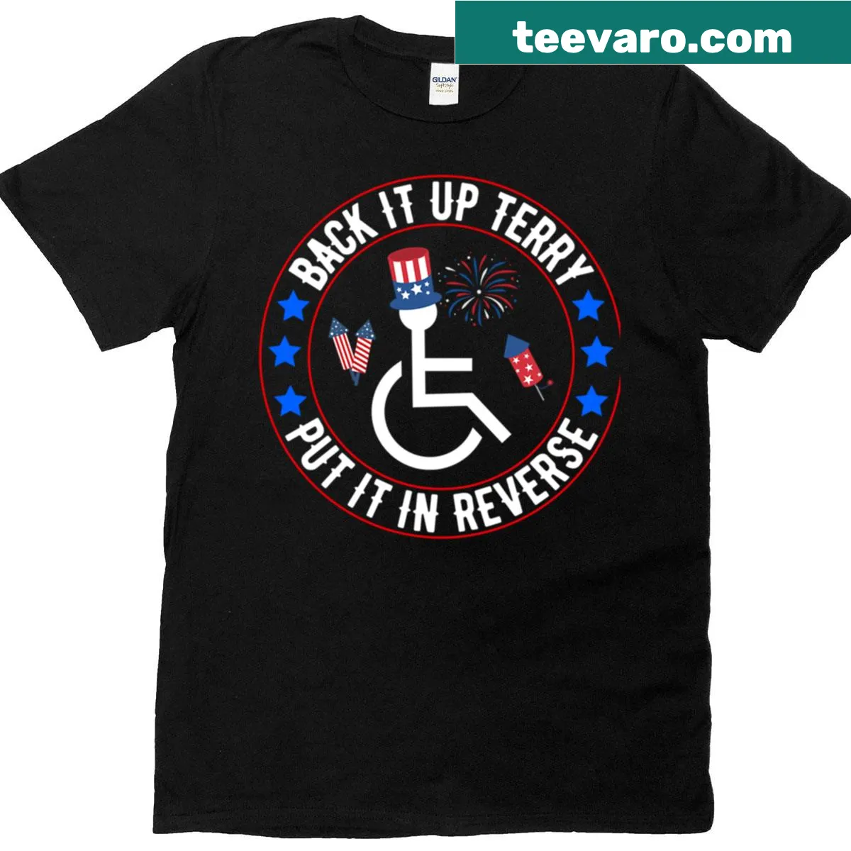 T-shirt featuring the phrase 'Back It Up Terry' with a humorous design. — on a men's t-shirt