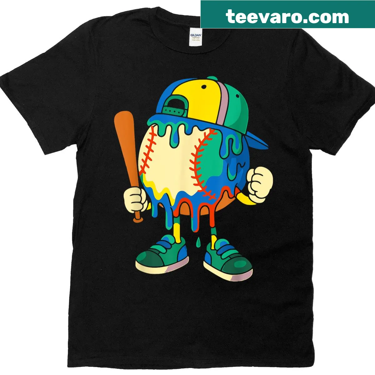 Youth T-shirt with a trendy baseball graphic. — on a men's t-shirt