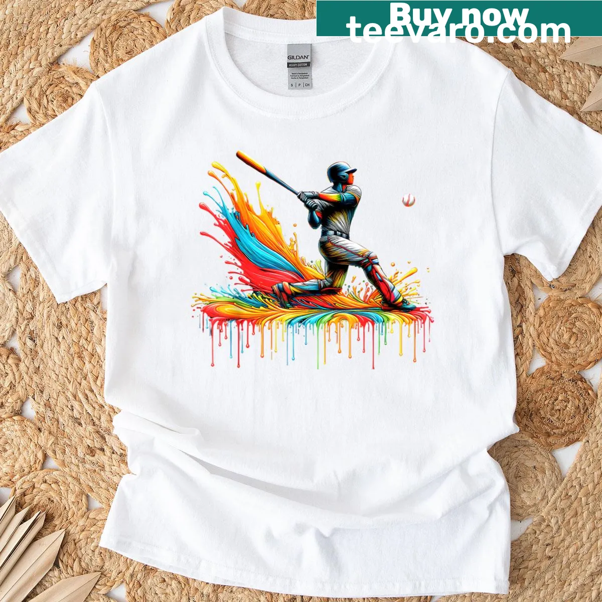 Trendy baseball-themed t-shirt for boys and young men with playful typography — on a men's t-shirt