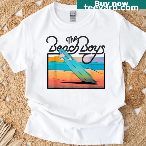 Beach-inspired T-shirt with sunset theme likely related to Beach Boys