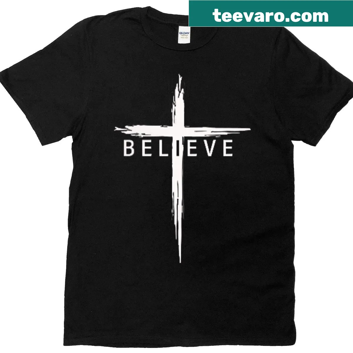 Christian cross design T-shirt for believers — on a men's t-shirt