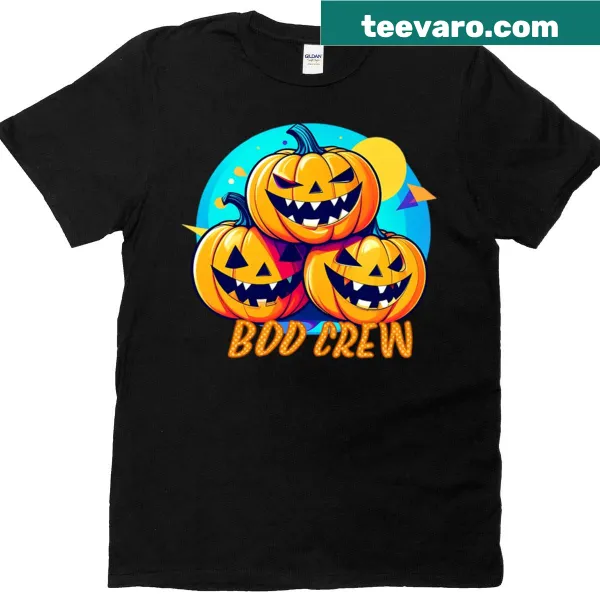 Funny Halloween t-shirt featuring spooky pumpkins and Boo Crew Squad text