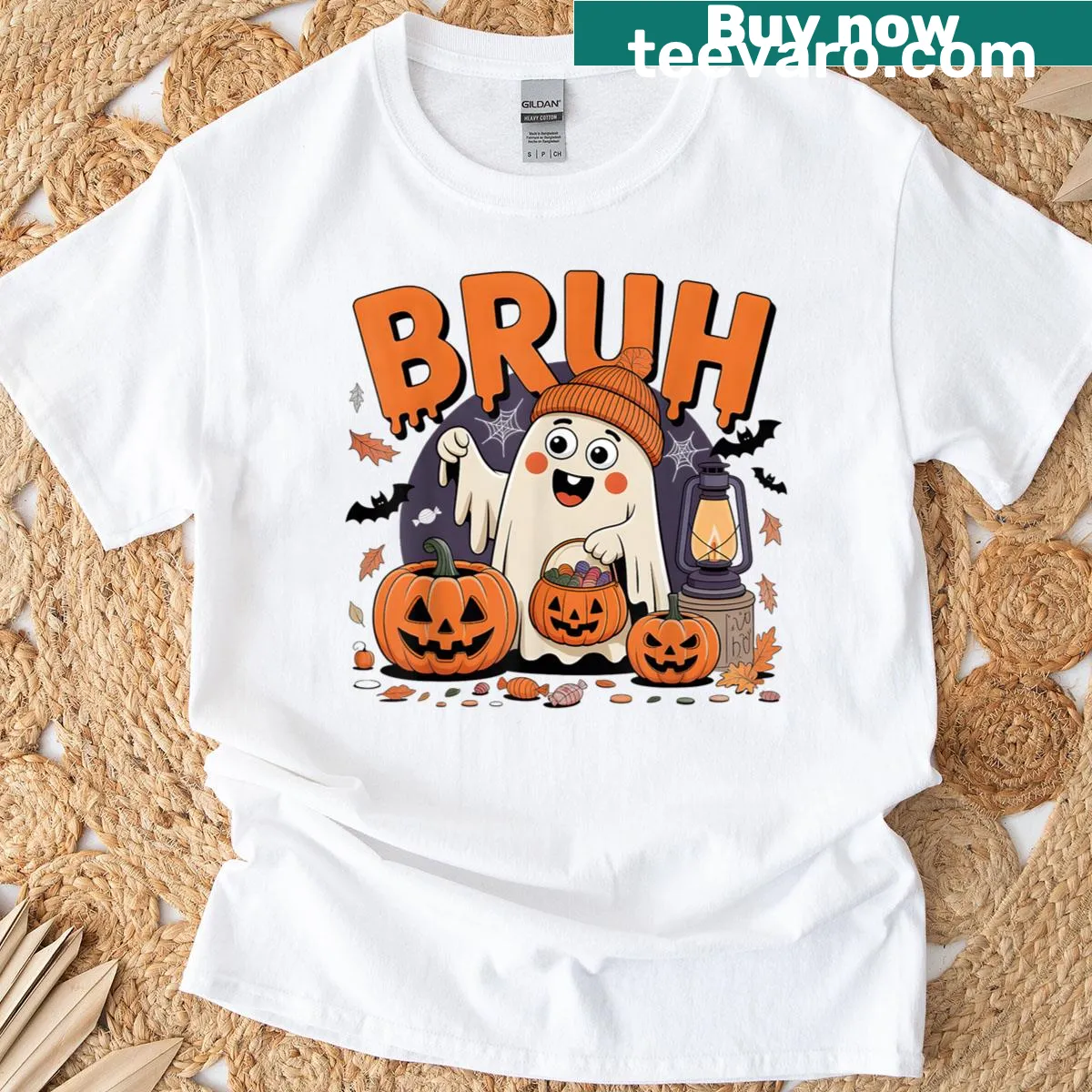 Cute ghost T-shirt for kids featuring Halloween-themed graphics — on a men's t-shirt