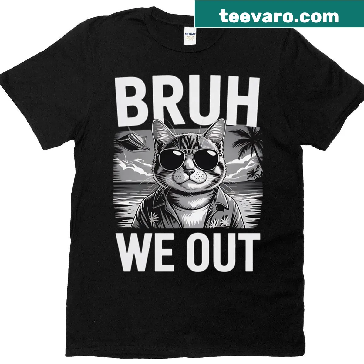 Funny teacher shirt with 'Bruh We Out' for last day of school. — on a men's t-shirt