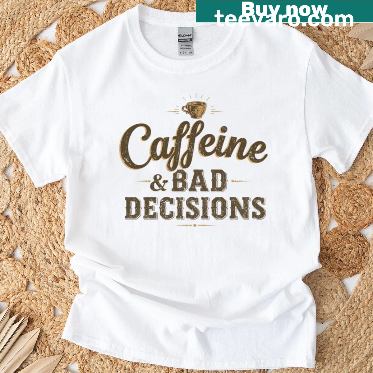Funny coffee lover T-shirt with vintage quote design — on a men's t-shirt