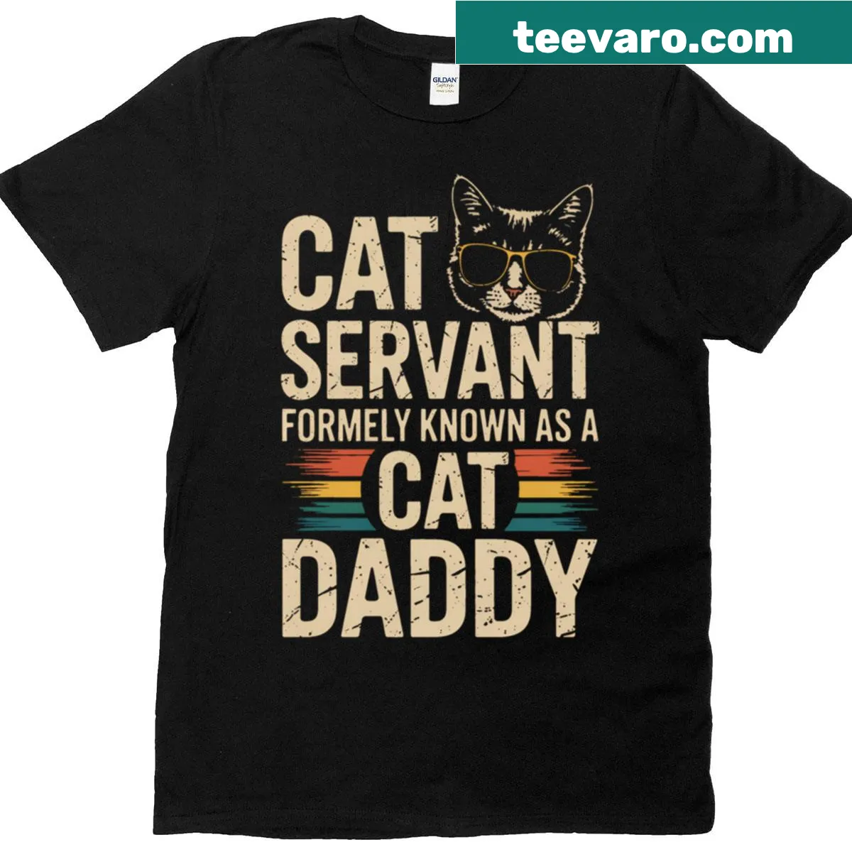 Funny Cat Daddy T-shirt with playful text design — on a men's t-shirt