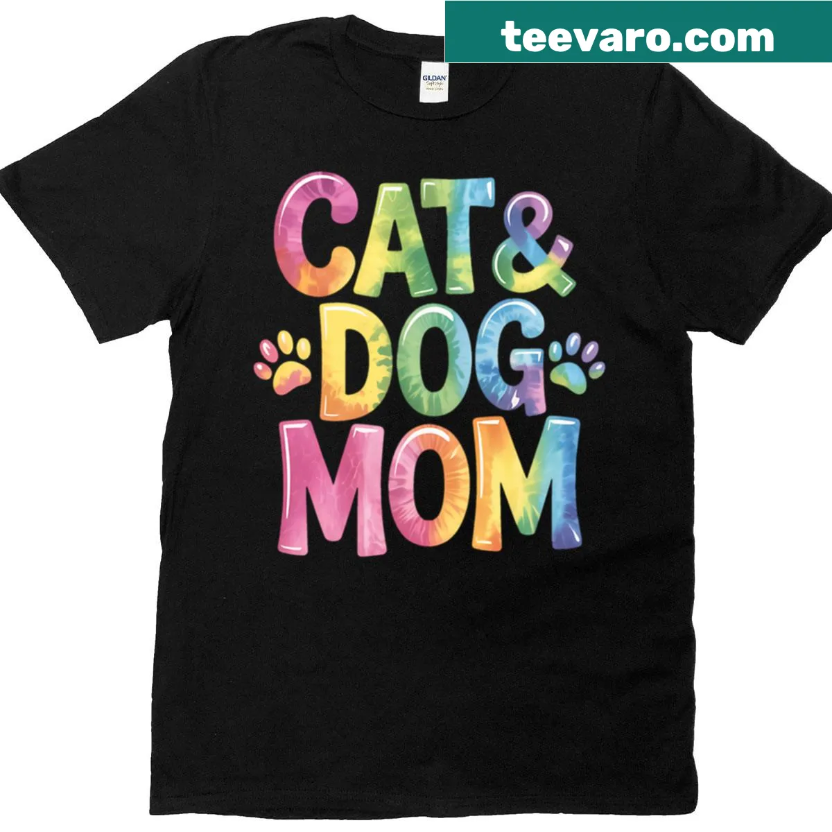Funny tie-dye T-shirt for cat and dog moms — on a men's t-shirt