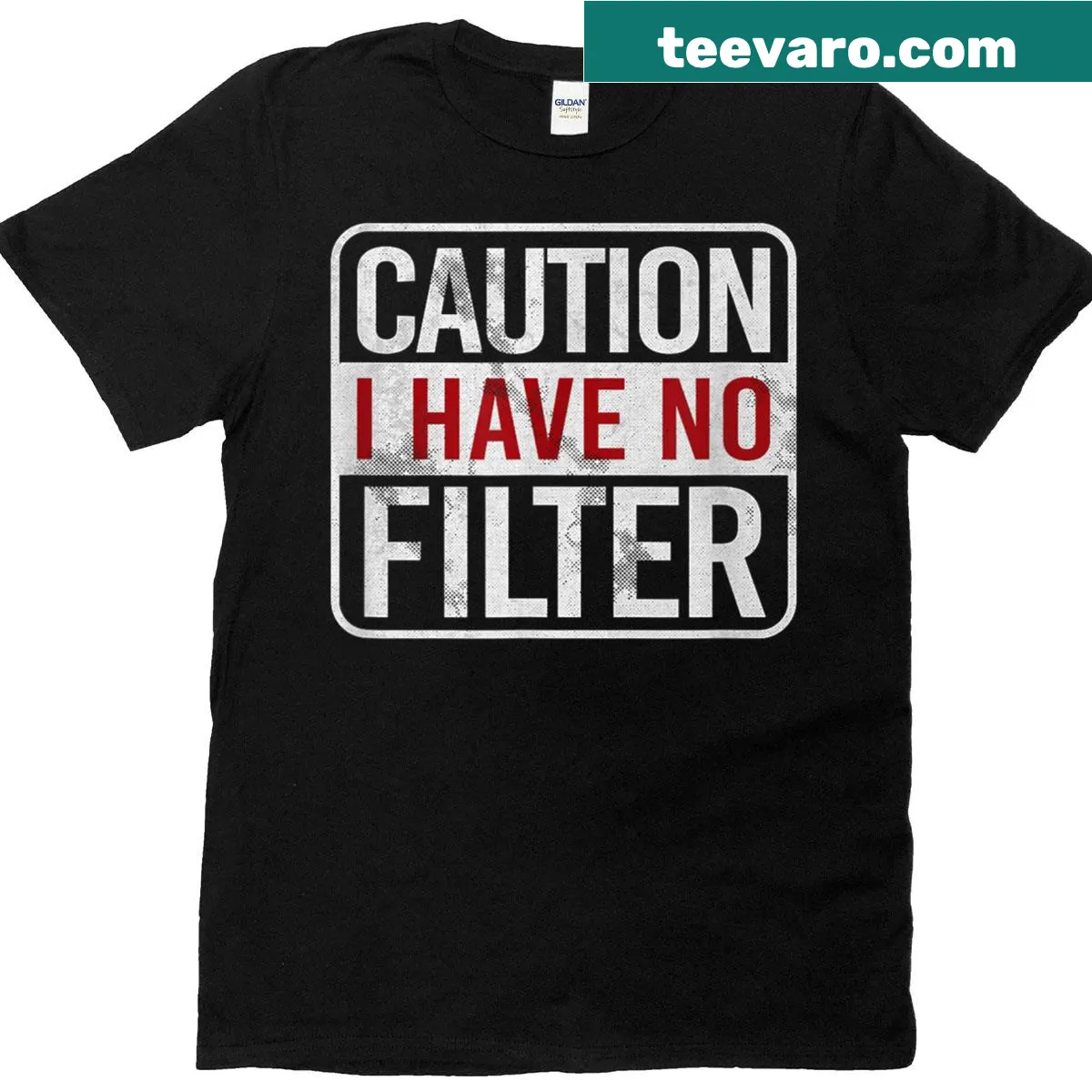 Funny t-shirt with a humorous caution message — on a men's t-shirt