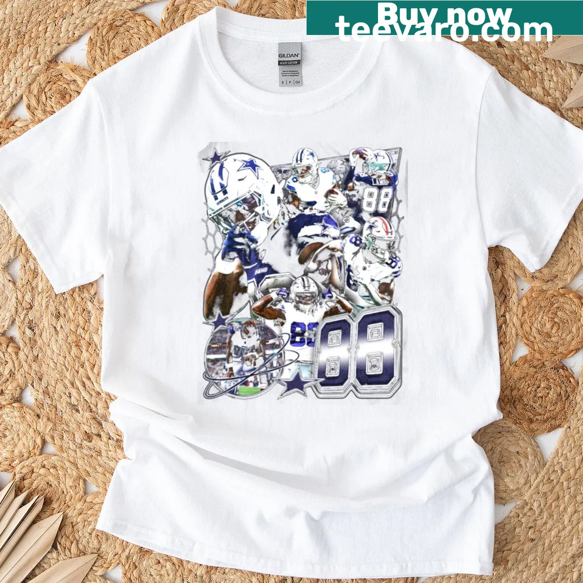 Vintage bootleg T-shirt featuring Ceedee Lamb graphic for Dallas fans. — on a men's t-shirt