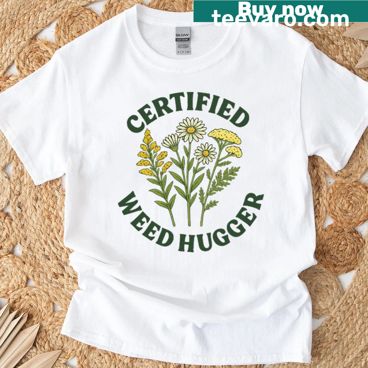 Funny gardening t-shirt with graphic celebrating native plants — on a men's t-shirt