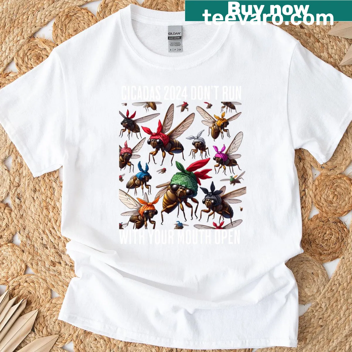 Cicada 2024 t-shirt with humorous saying — on a men's t-shirt