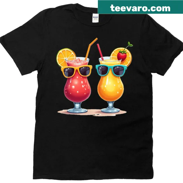 Cute cocktails with sunglasses graphic on T-shirt for cocktail lovers