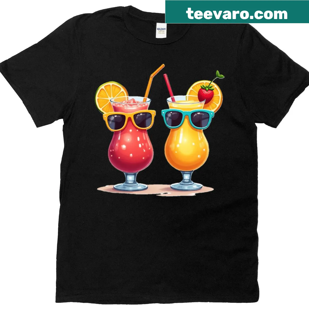 Cute cocktails with sunglasses graphic on T-shirt for cocktail lovers — on a men's t-shirt