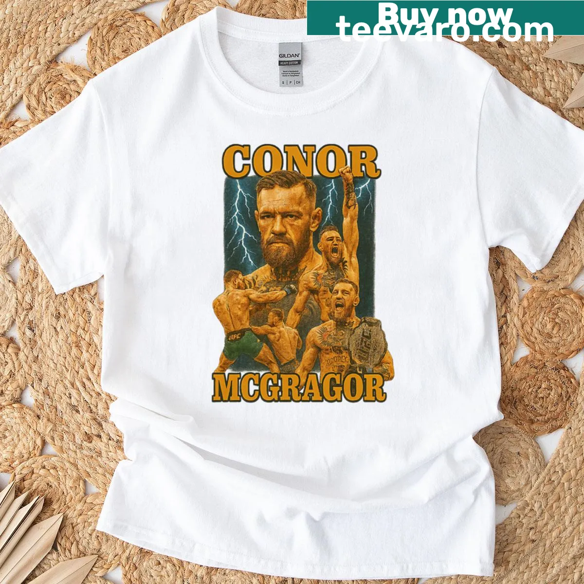 Retro design featuring Conor McGregor as a fight game icon — on a men's t-shirt