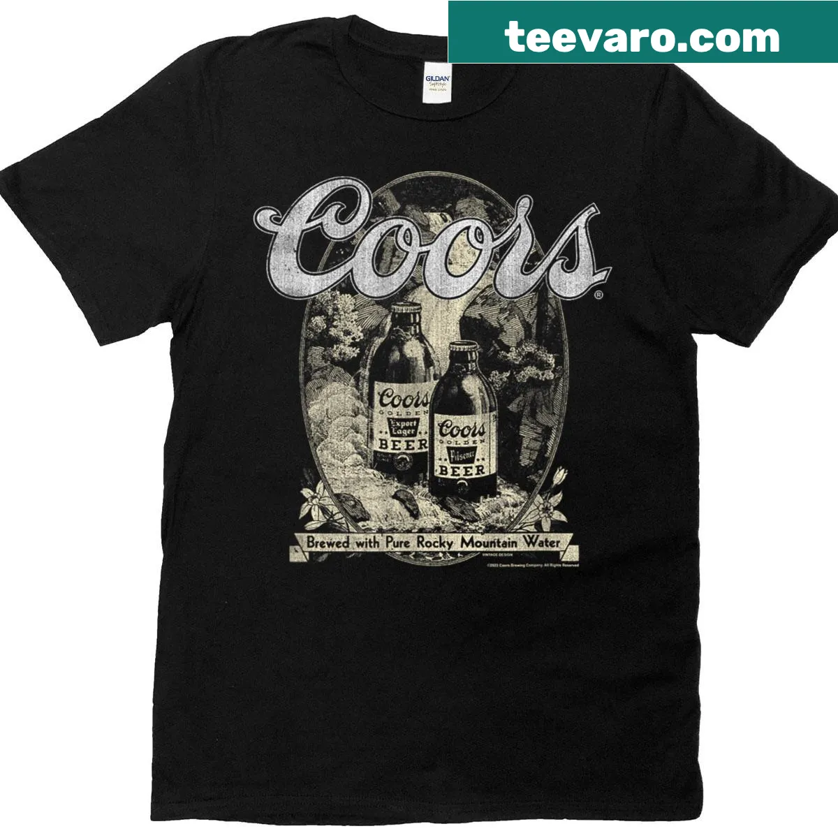Vintage-style Coors Beer Banquet t-shirt with distressed logo — on a men's t-shirt