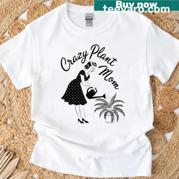 Retro plant mom graphic T-shirt with watering can