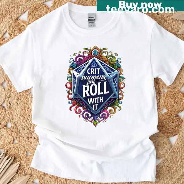 Boxy fit t-shirt with 'Crit Happens - Just Rolle With It' slogan