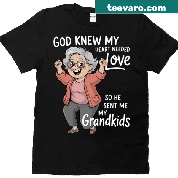 T-shirt with the phrase 'God Knew My Heart Needed' in elegant typography