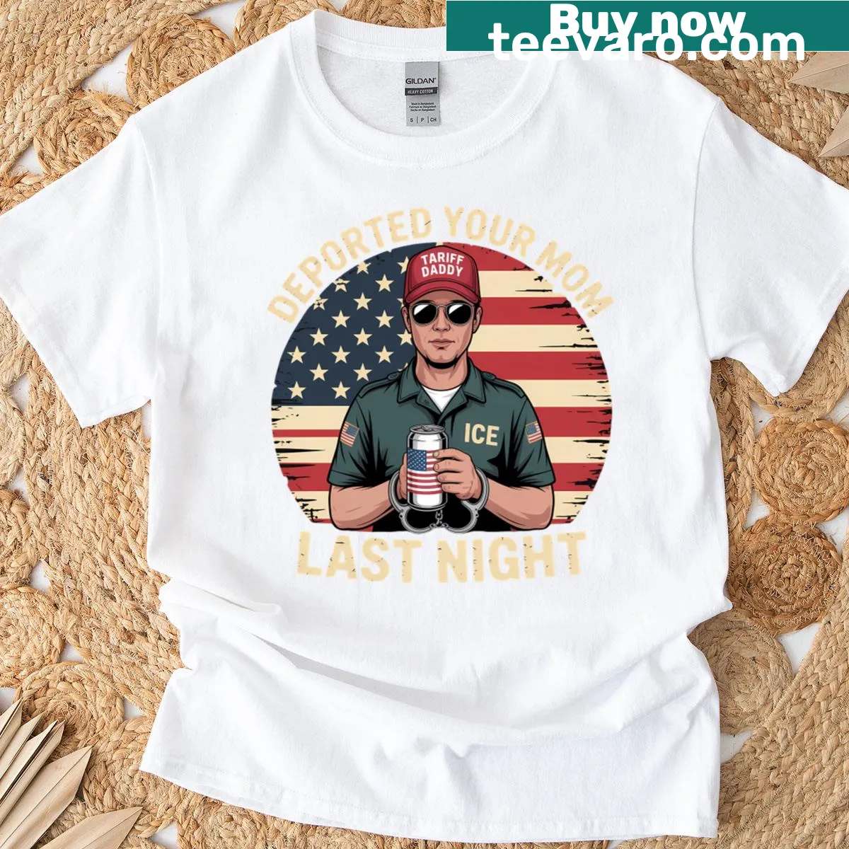 Funny shirt with sarcastic saying about deportation — on a men's t-shirt