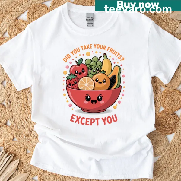 Funny t-shirt with kawaii fruit design