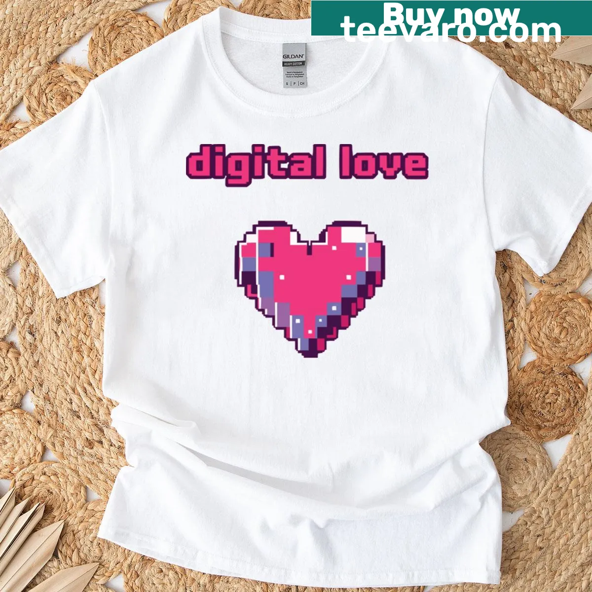 Stylish t-shirt featuring 'Digital Love' text — on a men's t-shirt