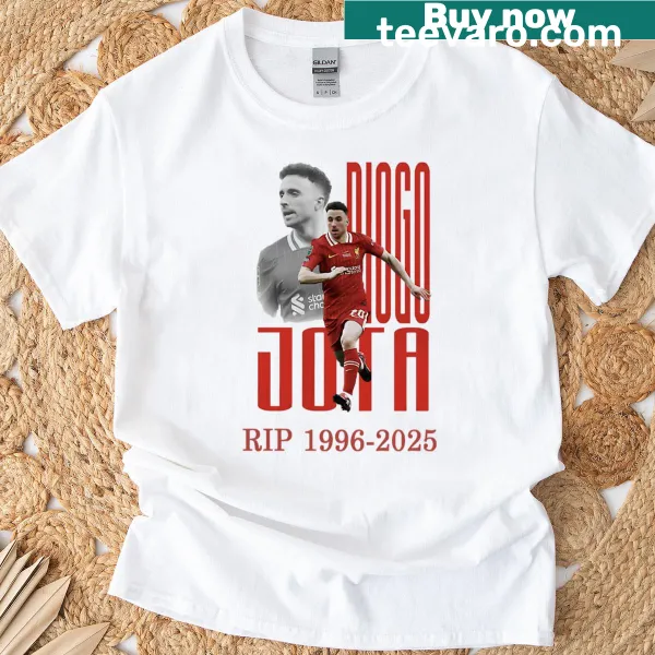 Tribute T-shirt with a bold RIP graphic for Diogo Jota